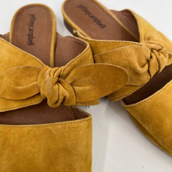 Jeffrey Campbell Yellow Suede Pointed Toe Mules | Size 10 - Picture 3 of 9